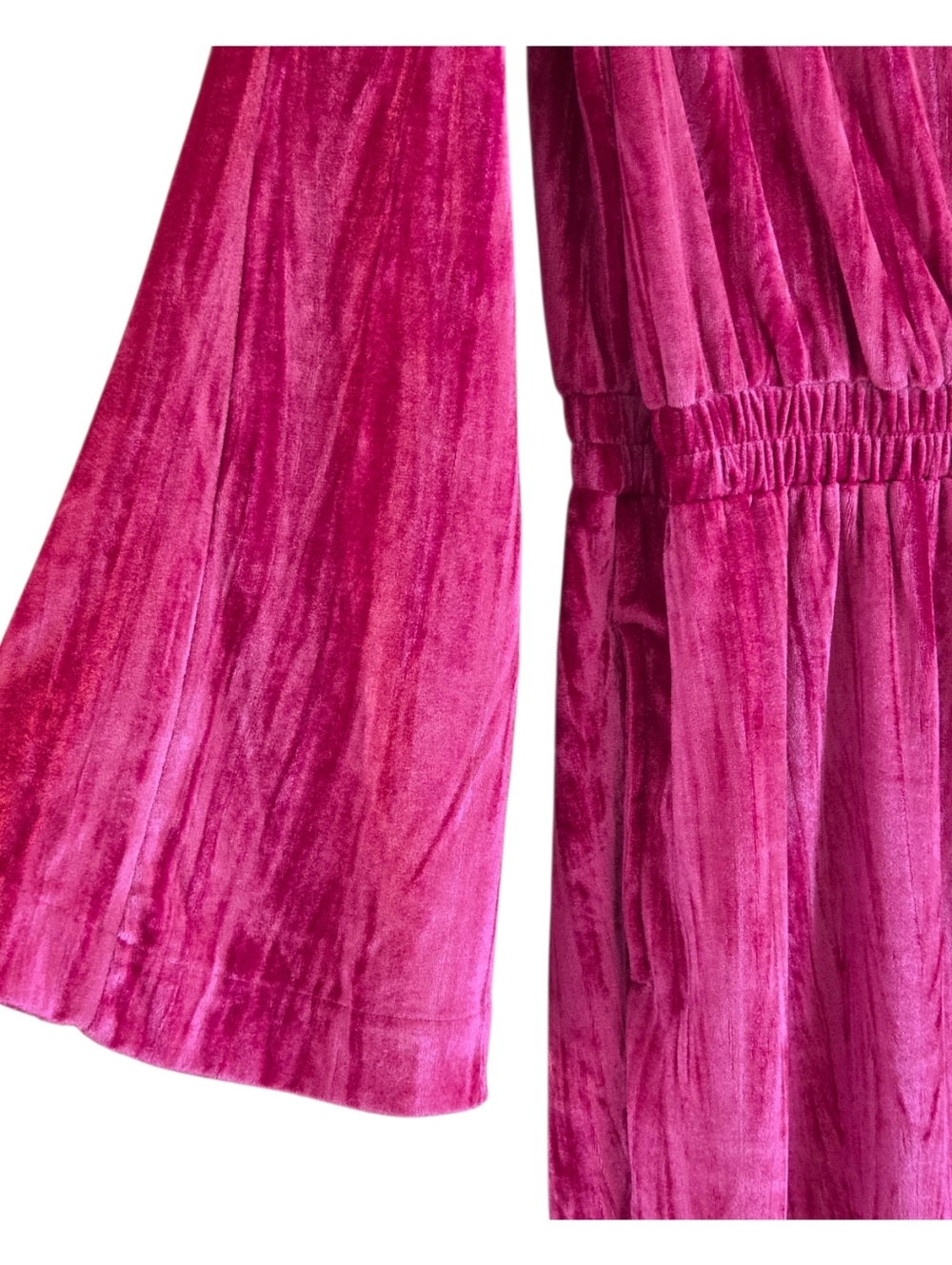 A New Day Women's Bell Sleeve Velour Jumpsuit NWT Hot Pink M Lush Party Suit - Picture 8 of 10